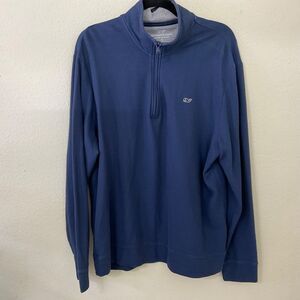 Vineyard Vines shirt Mens L  Pima Cotton 1/4 Zip Long Sleeve Blue Logo Pullover